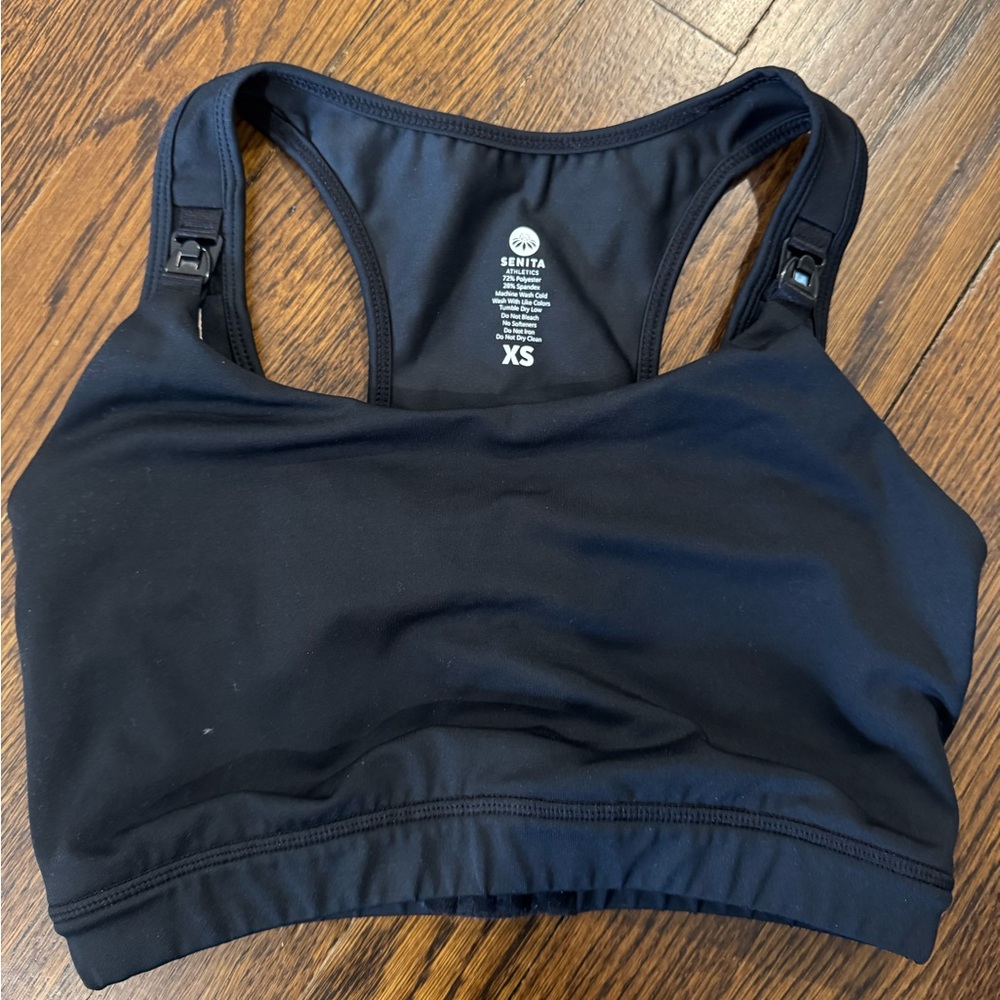 Senita Athletics Black Nursing Sports Bra